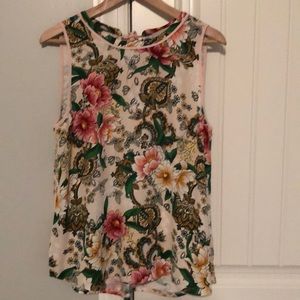 LOFT sleeveless pink floral top.